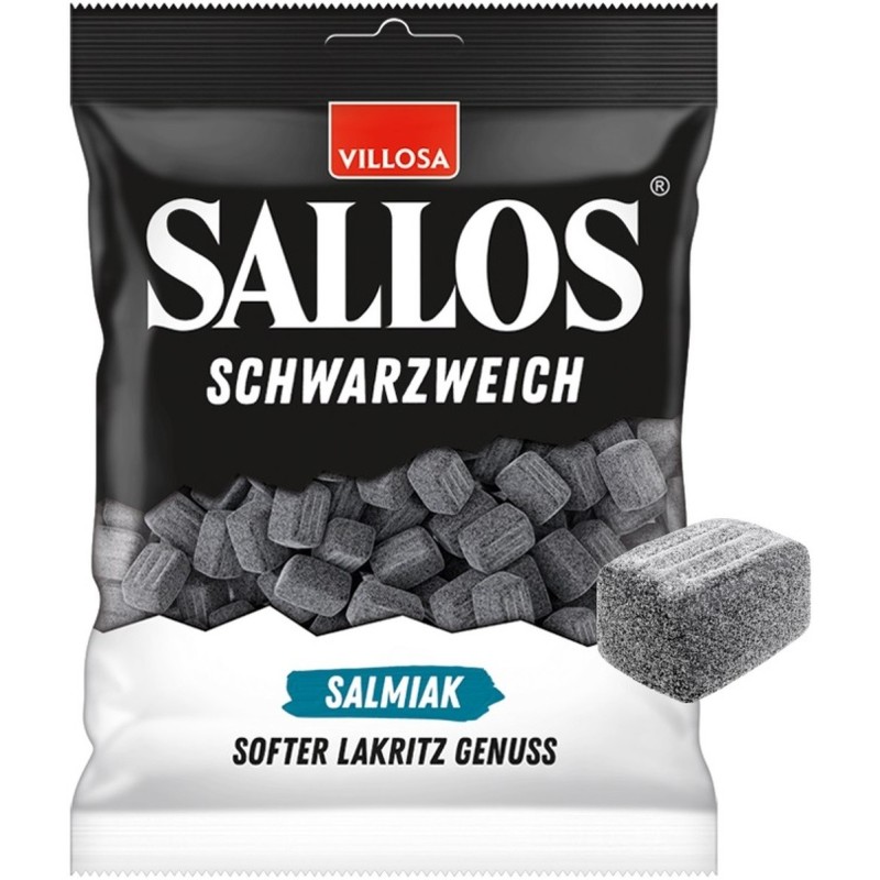 Réglisses salmiak sucrées - Sallos - sachet 200g